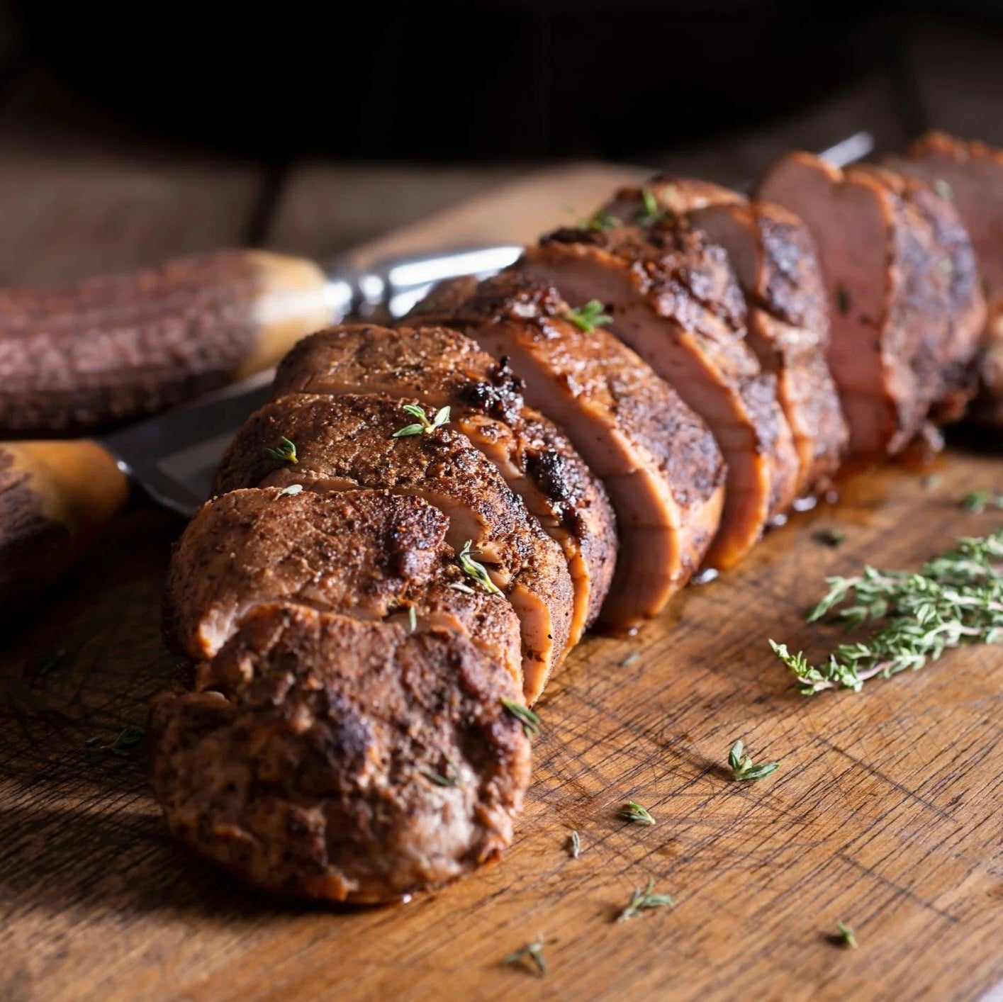 Local Grass Fed Pasture Raised Regenerative Mesquite Smoked Boneless Berkshire Pork Loin — Fully Cooked, Ready to Eat